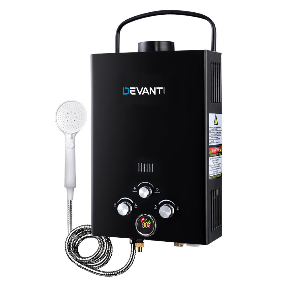 devanti-outdoor-portable-gas-water-heater-8lpm-camping-shower-black