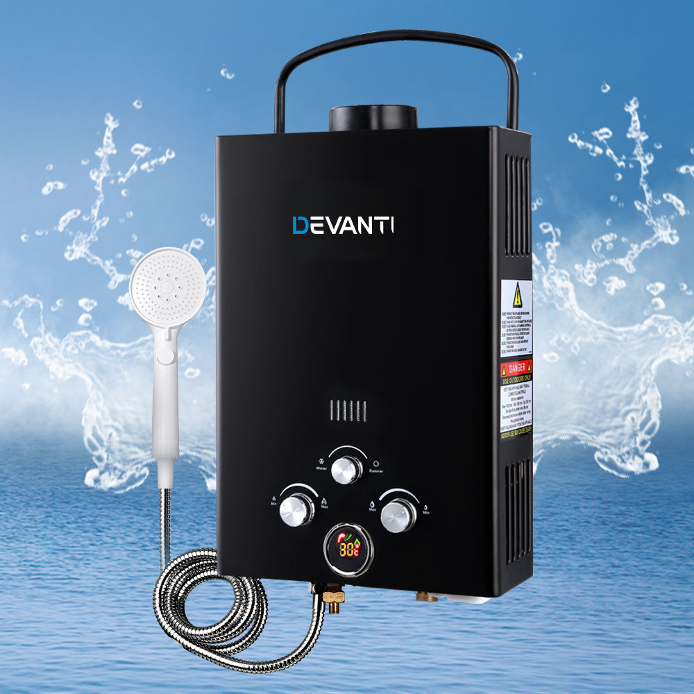 devanti-outdoor-portable-gas-water-heater-8lpm-camping-shower-black