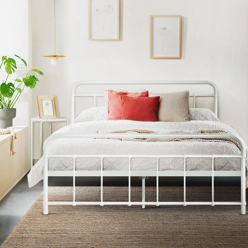 artiss-leo-metal-bed-frame-queen-white