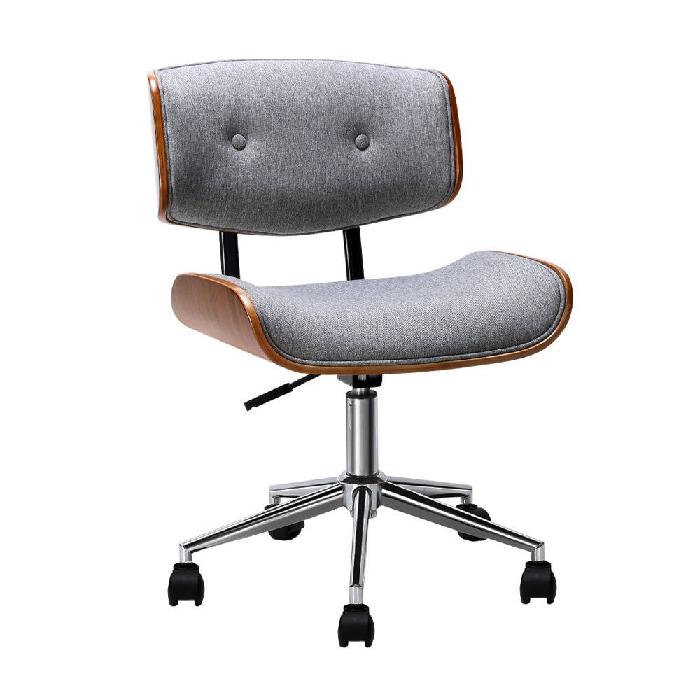 artiss-wooden-fabric-office-chair-grey