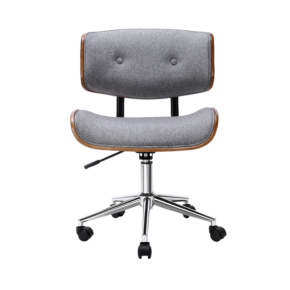 artiss-wooden-fabric-office-chair-grey