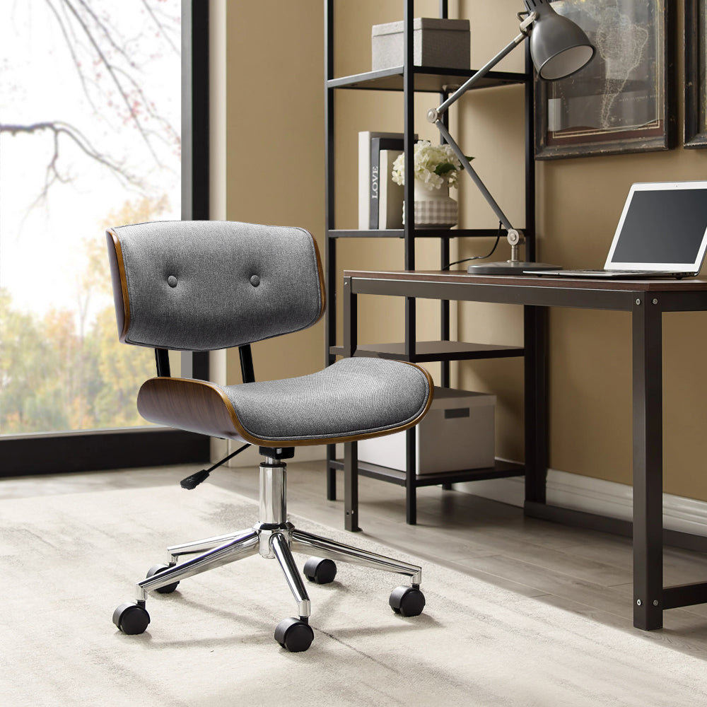 artiss-wooden-fabric-office-chair-grey