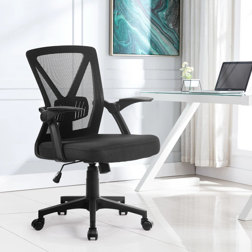 artiss-gaming-office-chair-mesh-computer-chairs-swivel-executive-mid-back-black