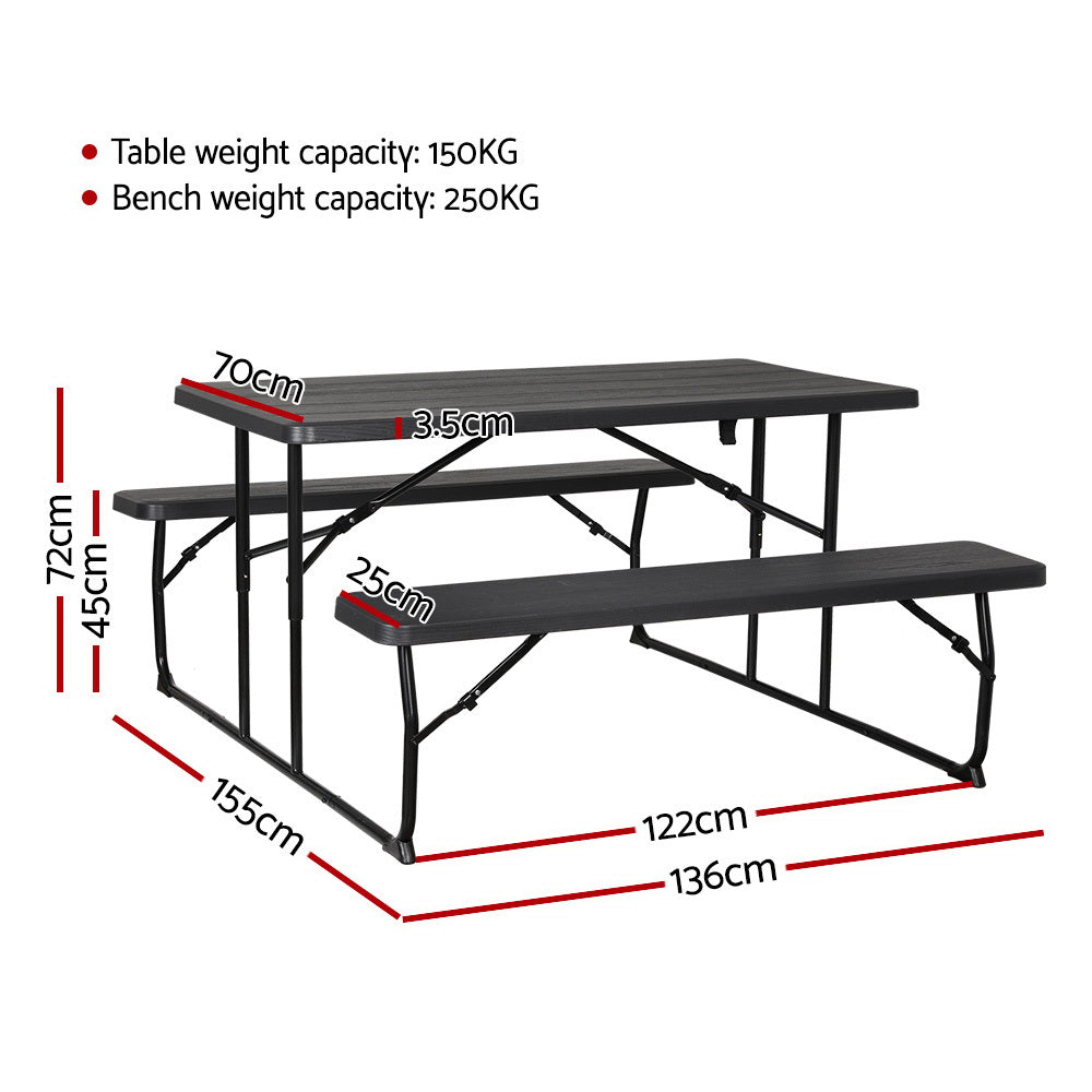 Gardeon Set of 3 Outdoor Dining Becnh Set Lounge Setting HDPE Folding