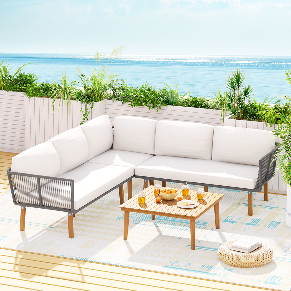 Gardeon 5-Seater Outdoor Sofa Set Aluminum Lounge Setting Wooden