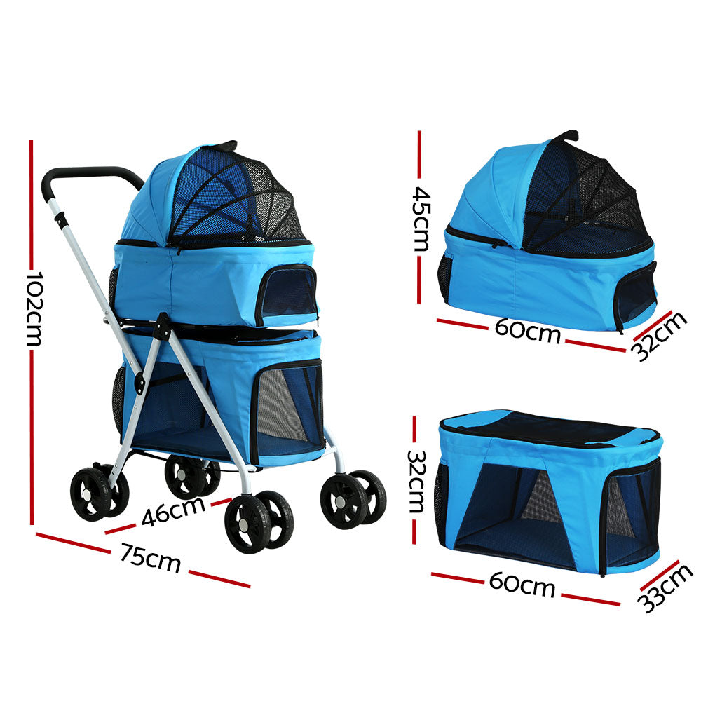 i-pet-pet-stroller-dog-pram-large-cat-carrier-travel-foldable-4-wheels-double