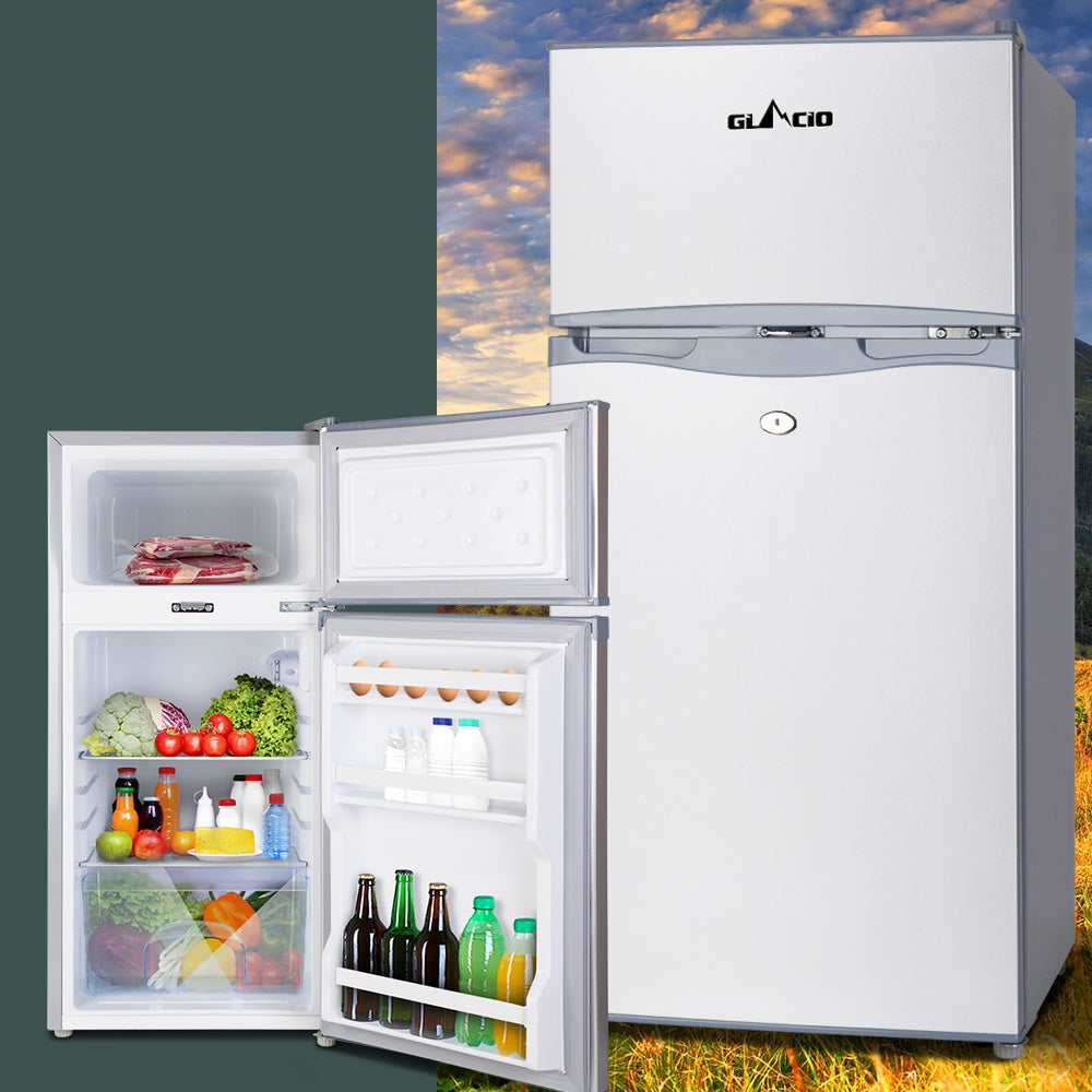 glacio-100l-portable-fridge-bar-freezer-cooler-upright-12v-24v-240v-caravan-car-silver