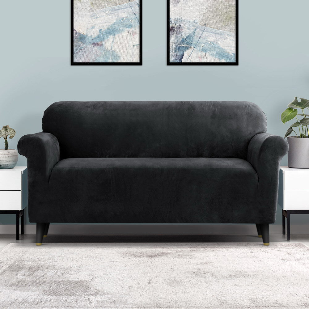 artiss-velvet-sofa-cover-plush-couch-cover-lounge-slipcover-3-seater-black