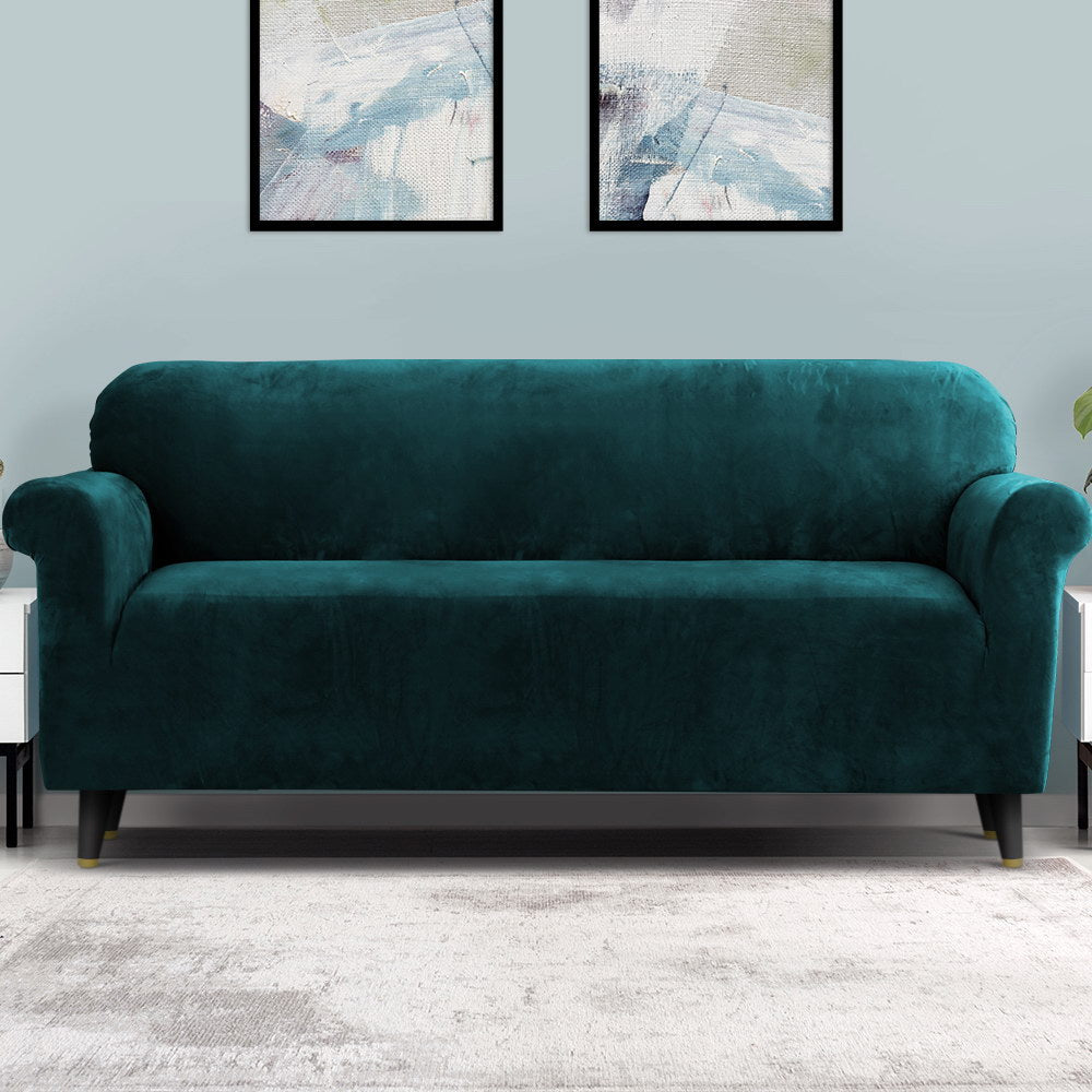 artiss-velvet-sofa-cover-plush-couch-cover-lounge-slipcover-4-seater-agate-green