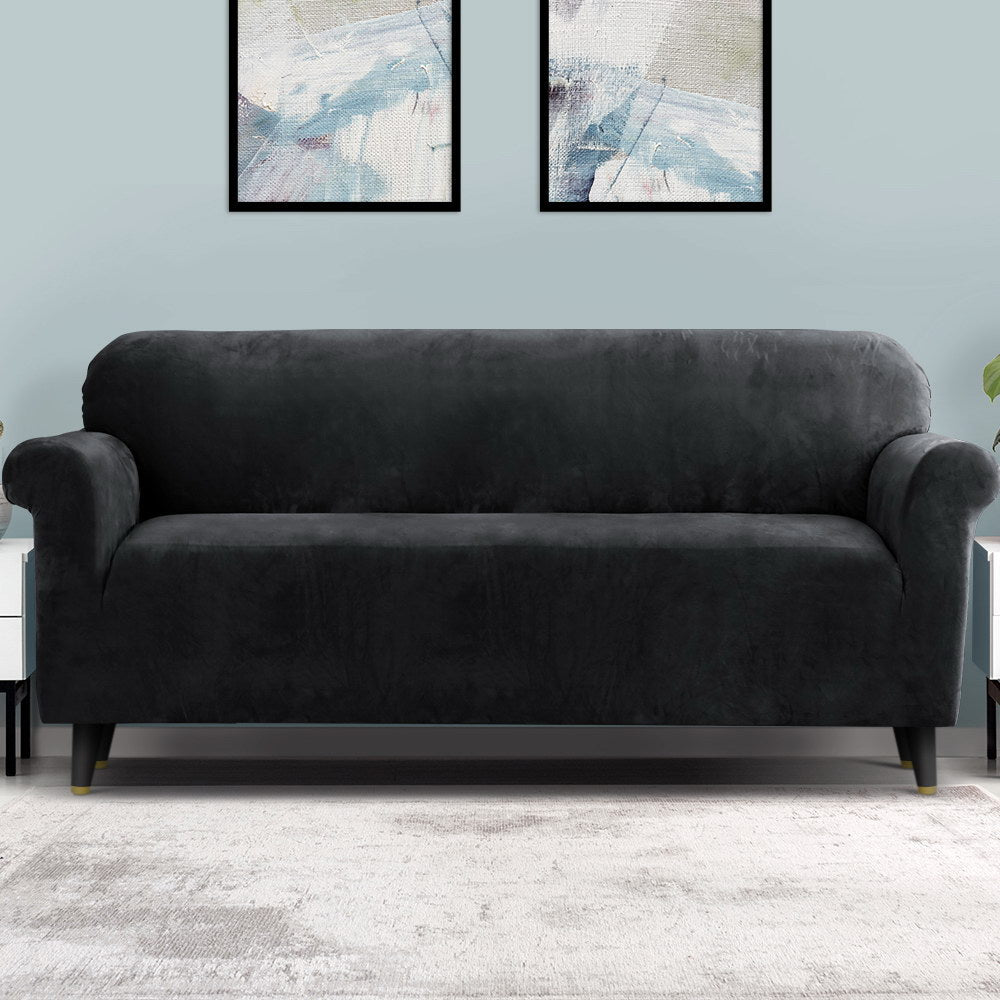 artiss-velvet-sofa-cover-plush-couch-cover-lounge-slipcover-4-seater-black