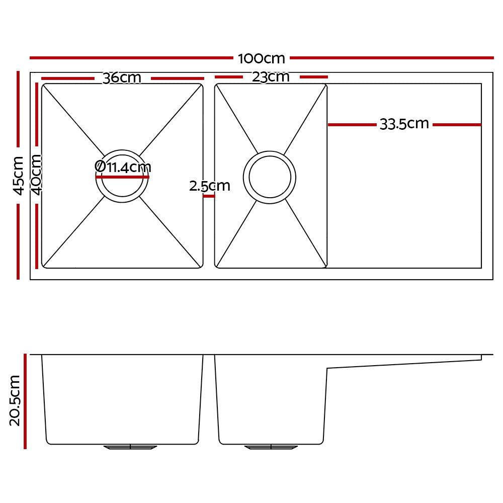 cefito-100cm-x-45cm-stainless-steel-kitchen-sink-under-top-flush-mount-black