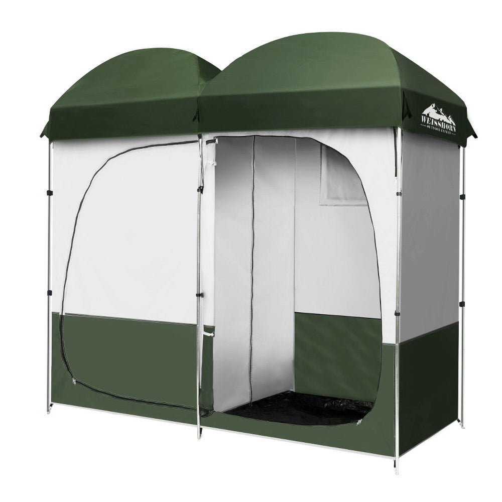 weisshorn-double-camping-shower-toilet-tent-outdoor-portable-change-room-green