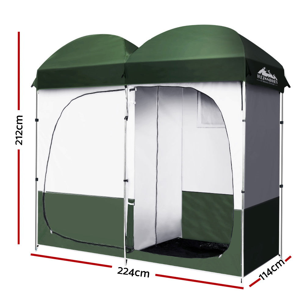 weisshorn-double-camping-shower-toilet-tent-outdoor-portable-change-room-green