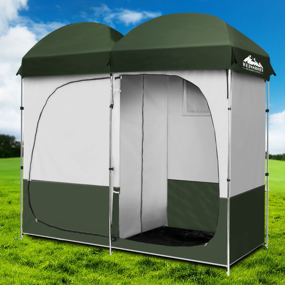 weisshorn-double-camping-shower-toilet-tent-outdoor-portable-change-room-green