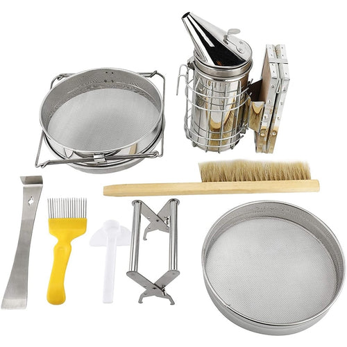 7-pcs-beekeeping-tool-kit-including-honey-strainer-frame-grip-j-hook-tool-entrance-feeder