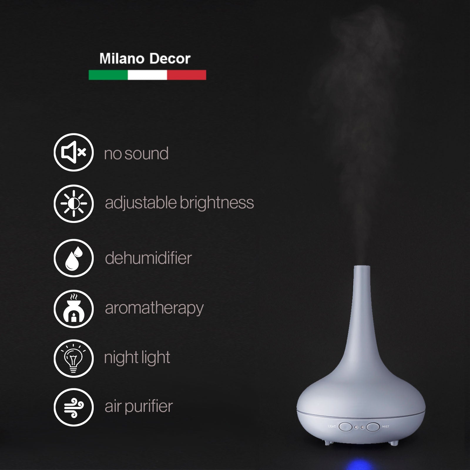 essential-oil-diffuser-ultrasonic-humidifier-aromatherapy-led-light-200ml-3-oils-matte-grey