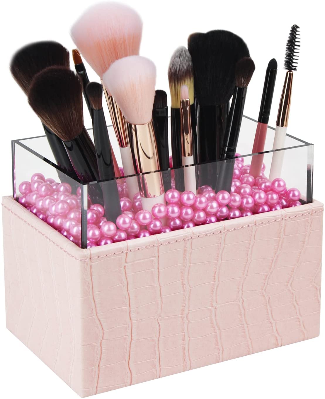 leather-makeup-brush-cosmetic-organiser-storage-box-with-pink-pearls-and-acrylic-cover-pink