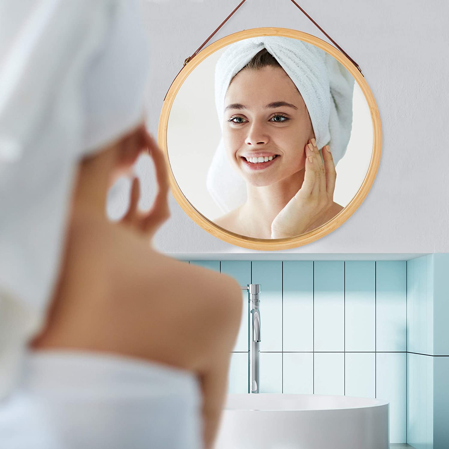 hanging-round-wall-mirror-38-cm-solid-bamboo-frame-and-adjustable-leather-strap-for-bathroom-and-bedroom