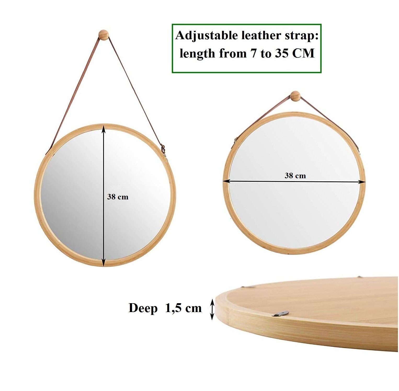 hanging-round-wall-mirror-38-cm-solid-bamboo-frame-and-adjustable-leather-strap-for-bathroom-and-bedroom
