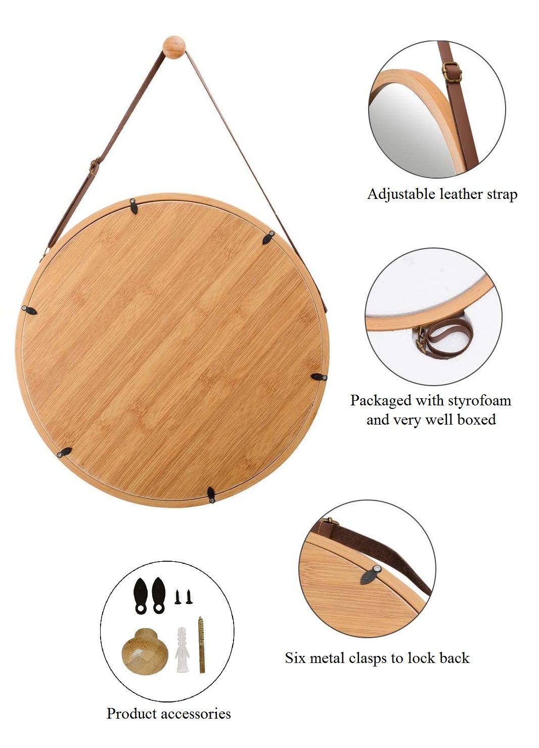 hanging-round-wall-mirror-38-cm-solid-bamboo-frame-and-adjustable-leather-strap-for-bathroom-and-bedroom