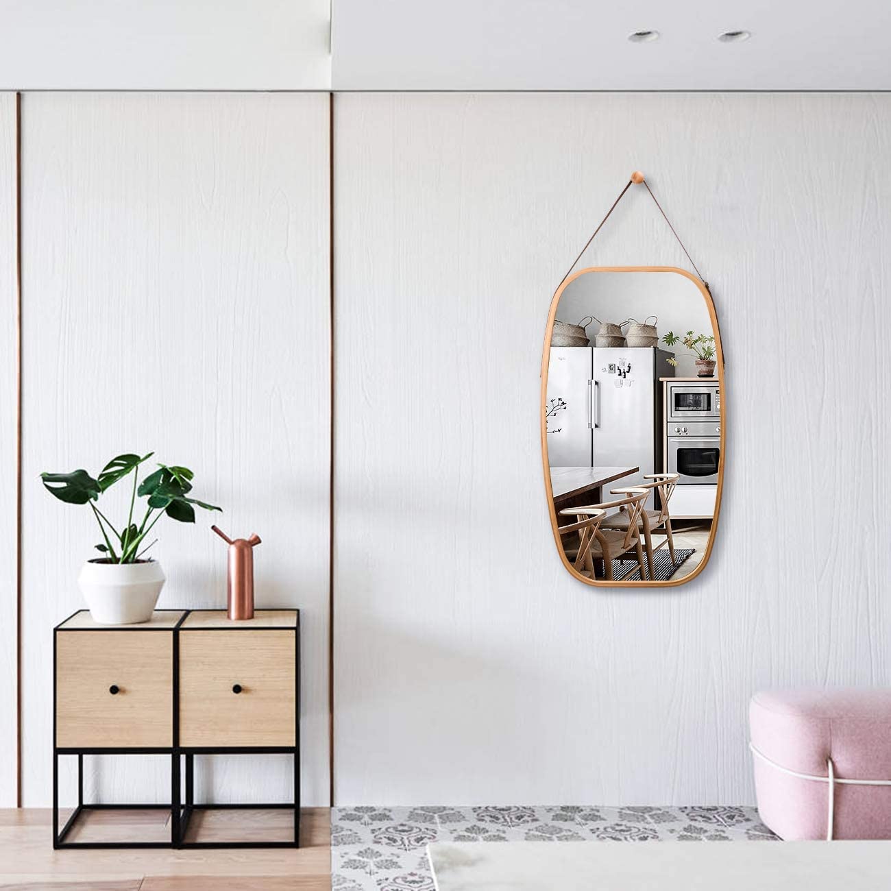 hanging-full-length-wall-mirror-solid-bamboo-frame-and-adjustable-leather-strap-for-bathroom-and-bedroom