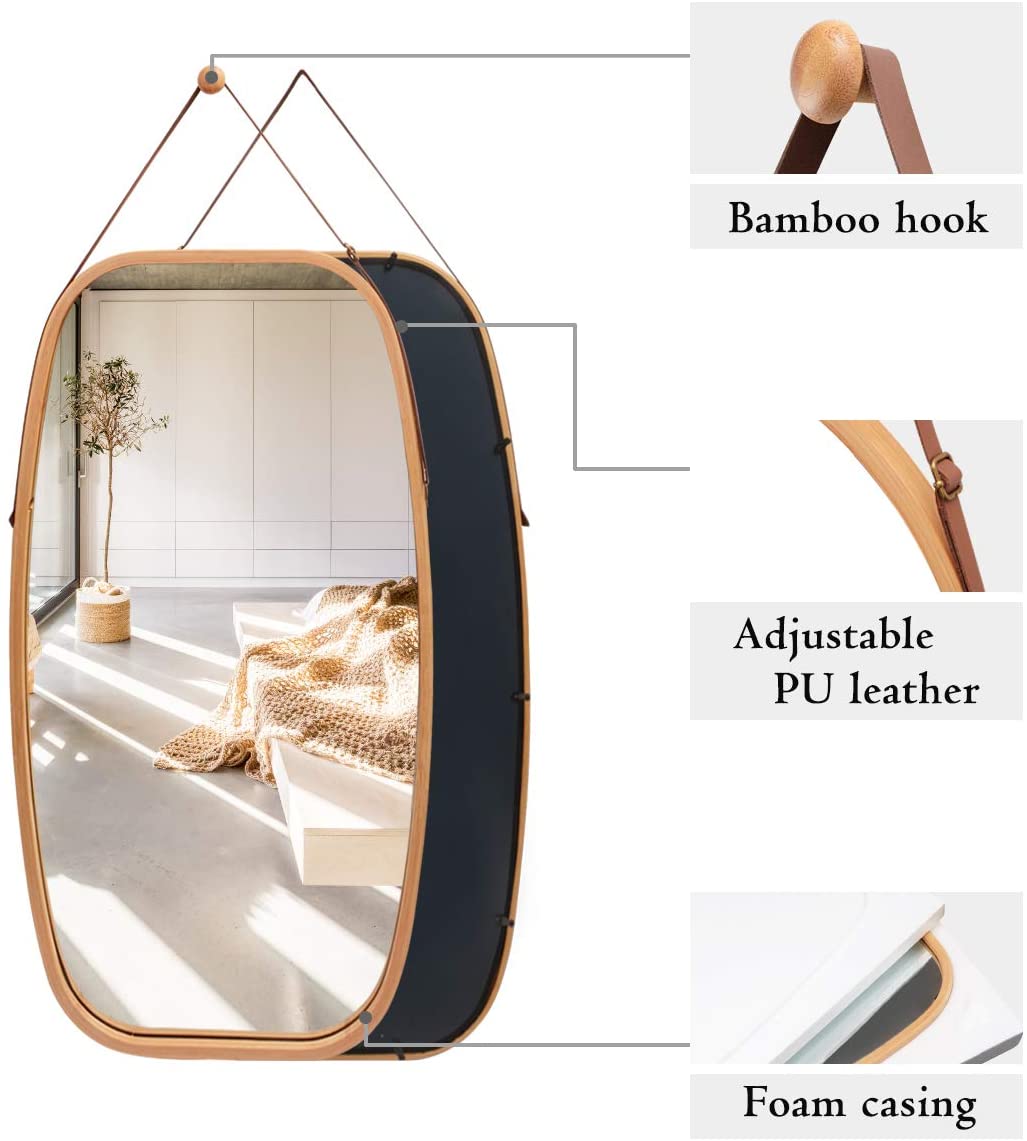hanging-full-length-wall-mirror-solid-bamboo-frame-and-adjustable-leather-strap-for-bathroom-and-bedroom
