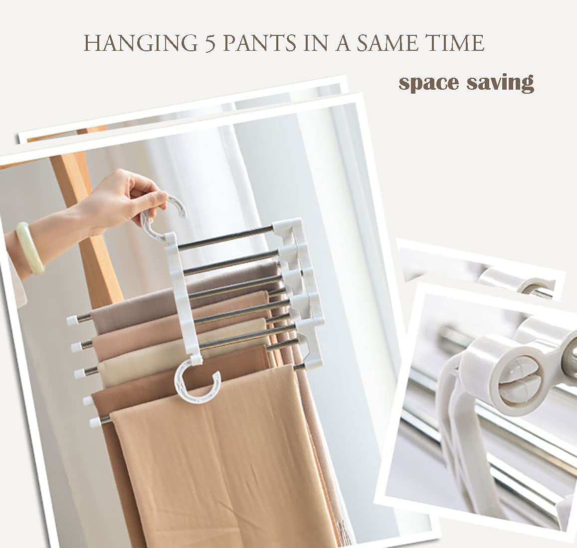 2-pack-stainless-steel-adjustable-5-in-1-pants-hangers-non-slip-space-saving-for-home-storage