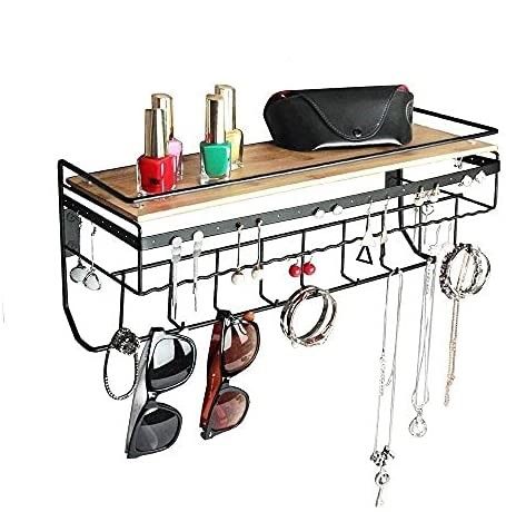wall-mount-hanging-jewelry-organizer-with-9-hooks-black-metal