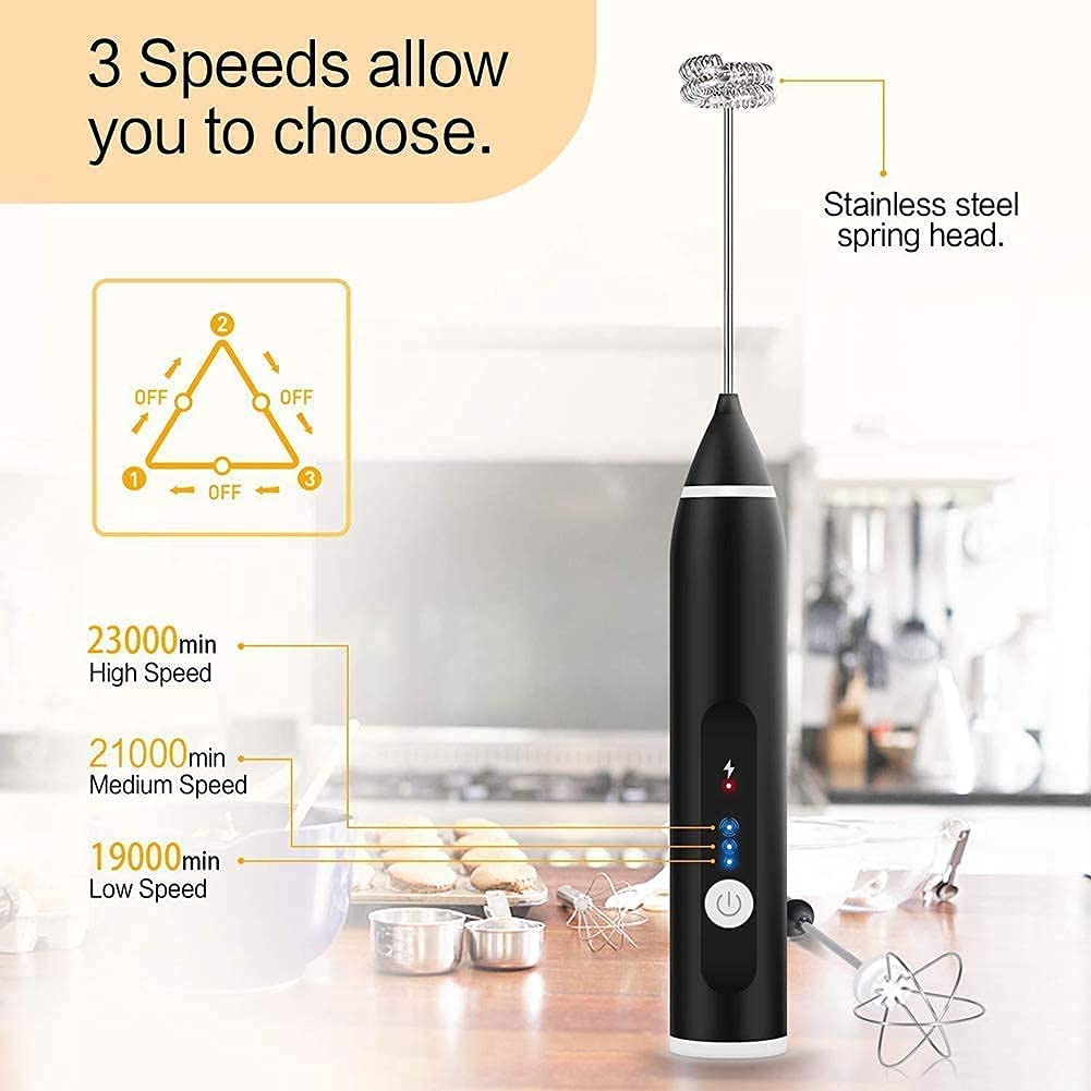 black-rechargeable-electric-milk-frother-handheld-3-speeds