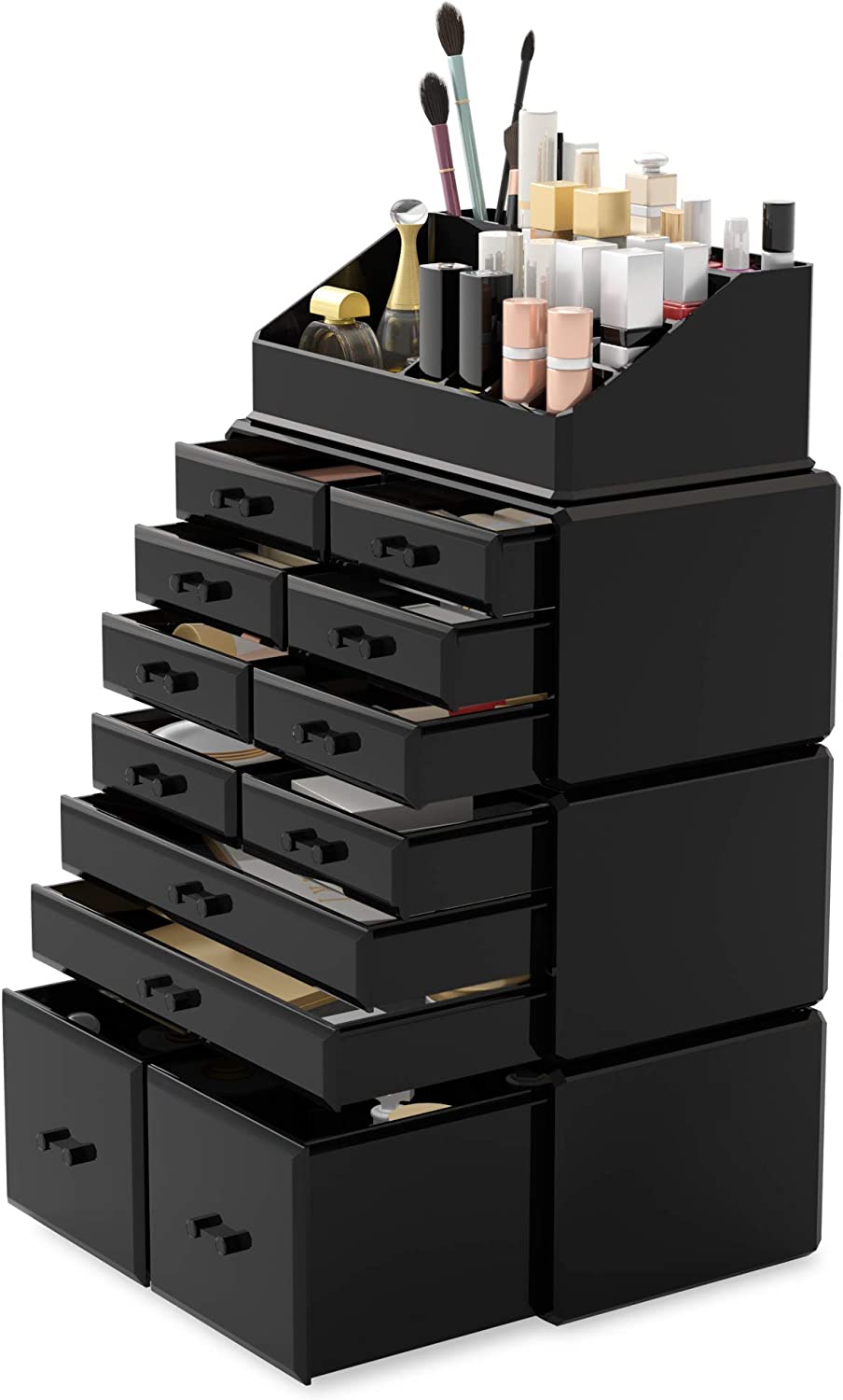 makeup-cosmetic-organizer-storage-with-12-drawers-display-boxes-black