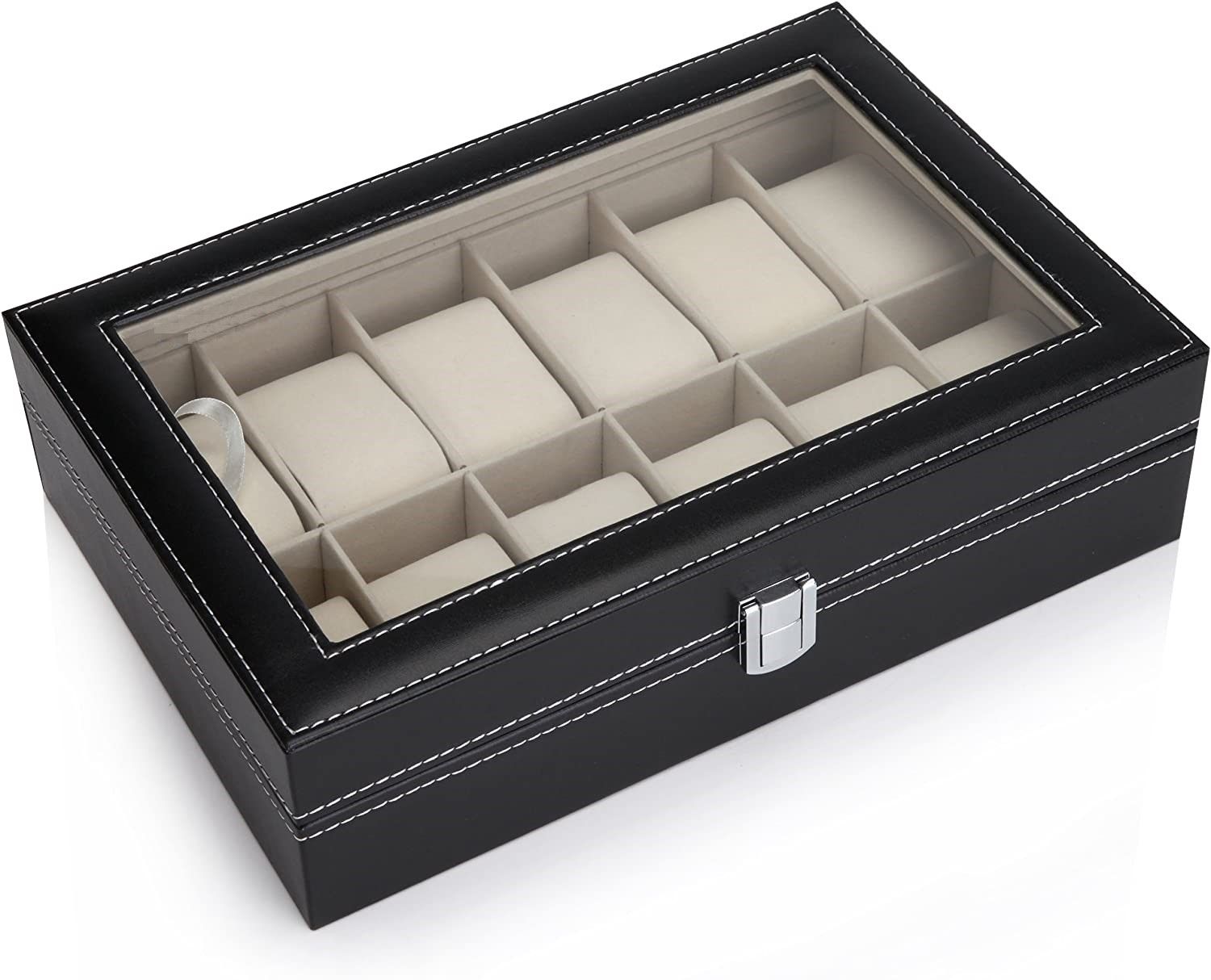 black-pu-leather-watch-organizer-display-storage-box-cases-for-men-women-12-slots