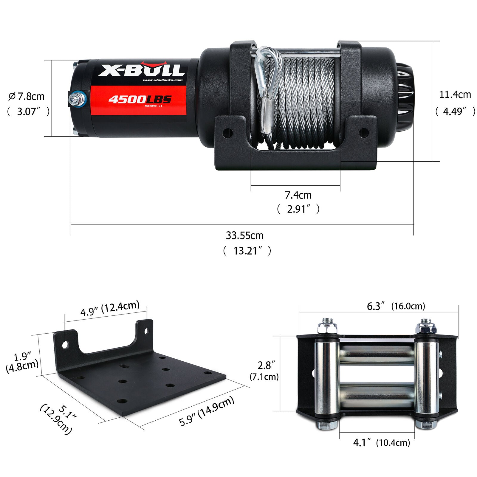 x-bull-electric-winch-4500lbs-2041kg-steel-cable-wireless-remote-boat-atv-4wd