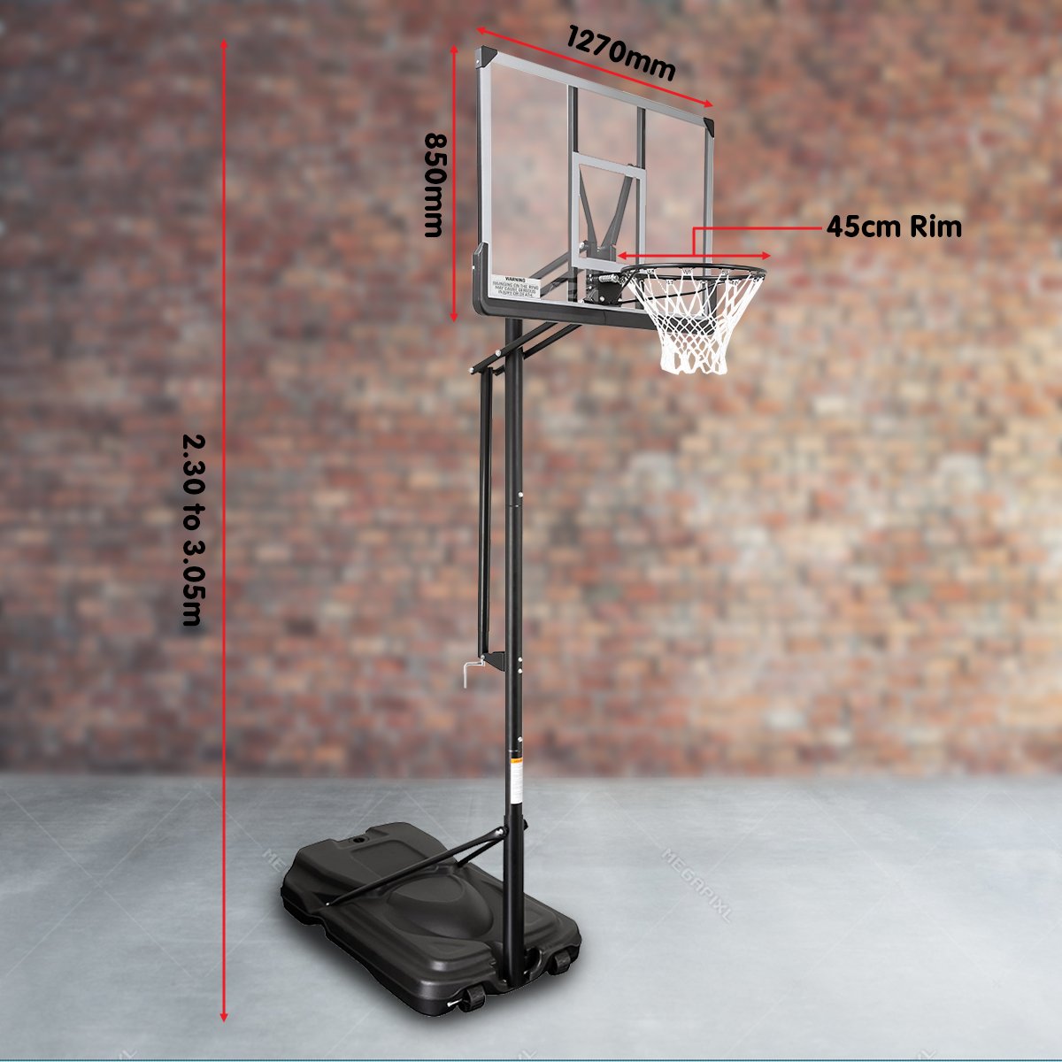 Kahuna Height-Adjustable Basketball Portable Hoop for Kids and Adults