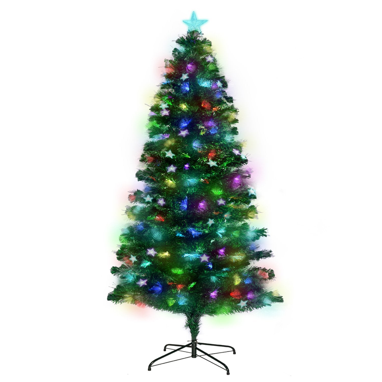 Christabelle 2.4m Enchanted Pre Lit Fibre Optic Christmas Tree Stars Xmas Decor