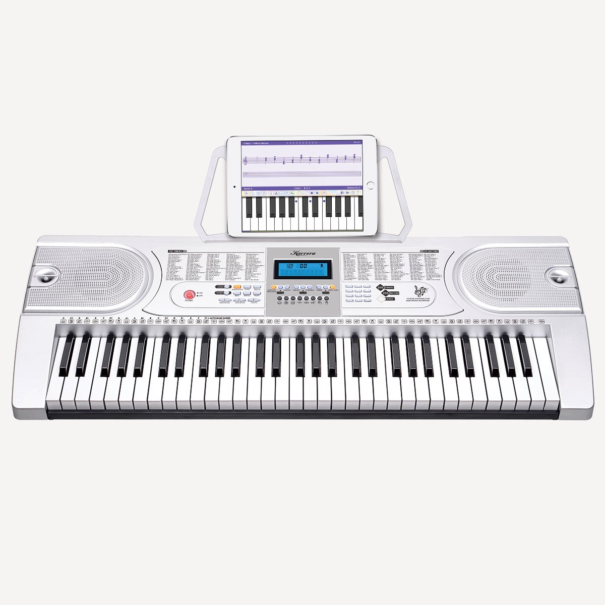 Karrera 61 Keys Electronic Keyboard Piano with Stand - Silver