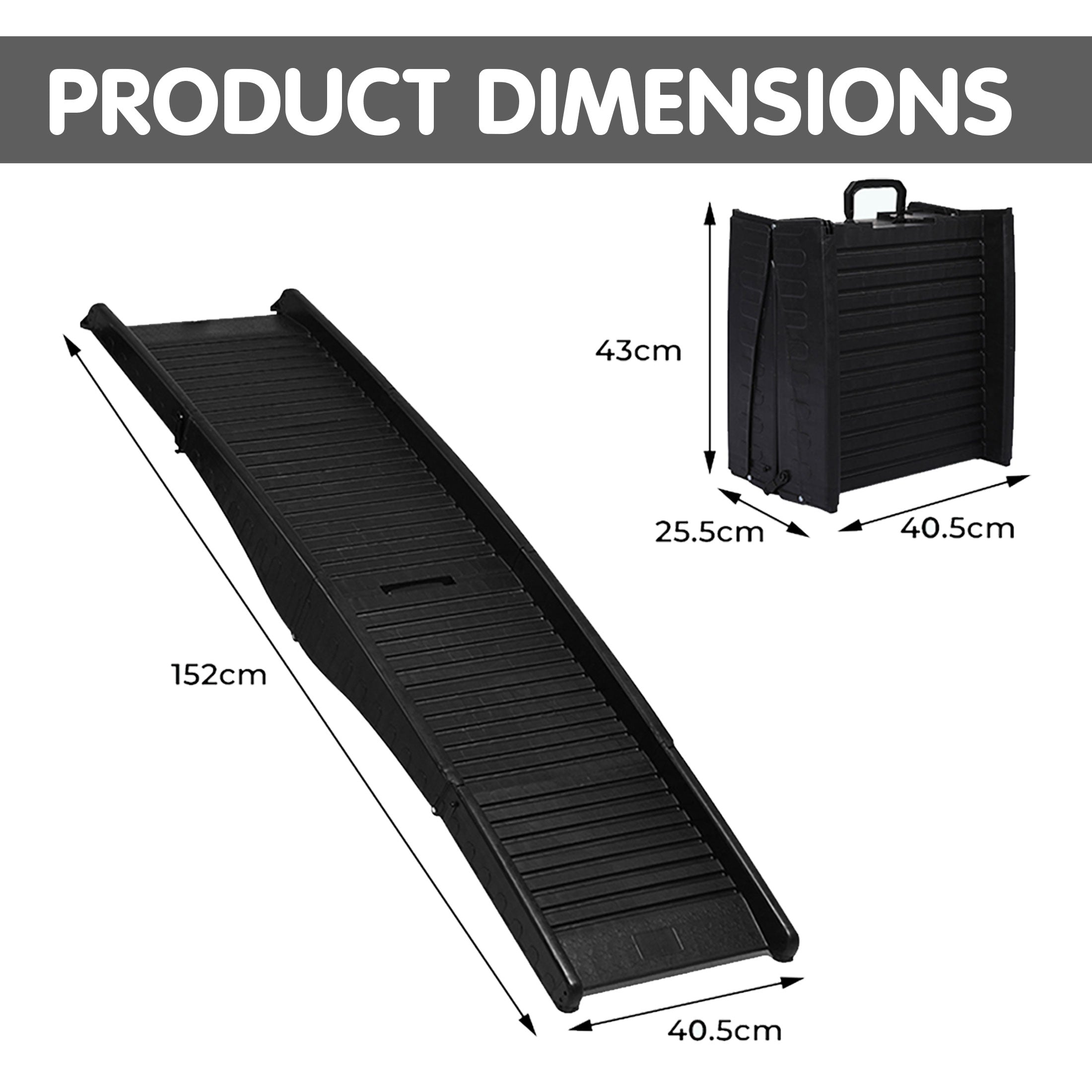 Furtastic 152cm Portable Dog Pet Ramp - Black