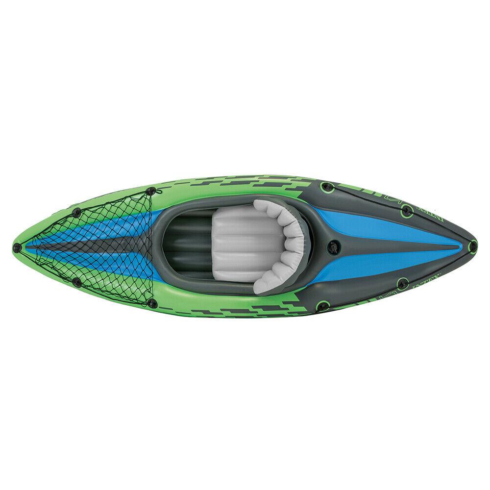 intex-sports-challenger-k1-inflatable-kayak-1-seat-floating-boat-oars-river-lake-68305np