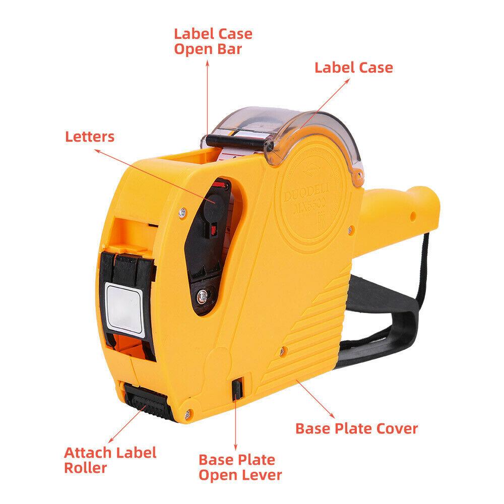price-tag-gun-labeller-pricing-with-2-rolls-labels-and-inks-roller-machine-kit-yellow