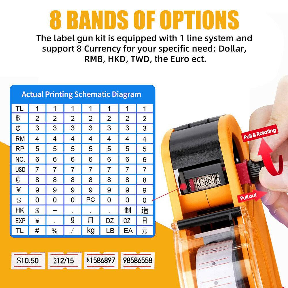 price-tag-gun-labeller-pricing-with-2-rolls-labels-and-inks-roller-machine-kit-yellow