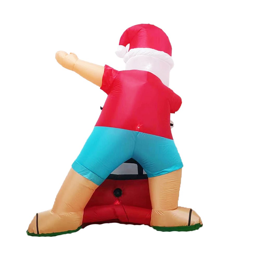 Christmas Lights Radio Inflatable Santa Beach Post 1.8m Height with Music