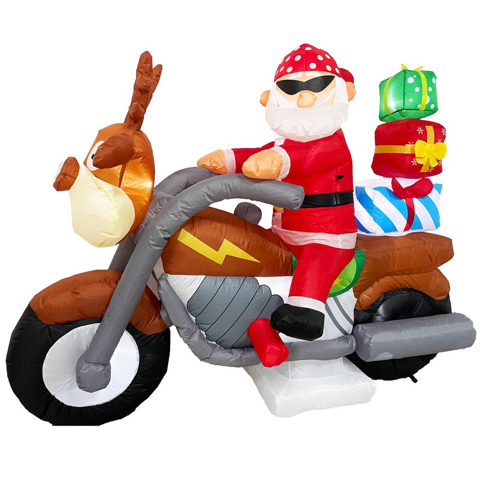 Reindeer Motorcycle Gift Xmas Inflatable Santa 2.1m Long
