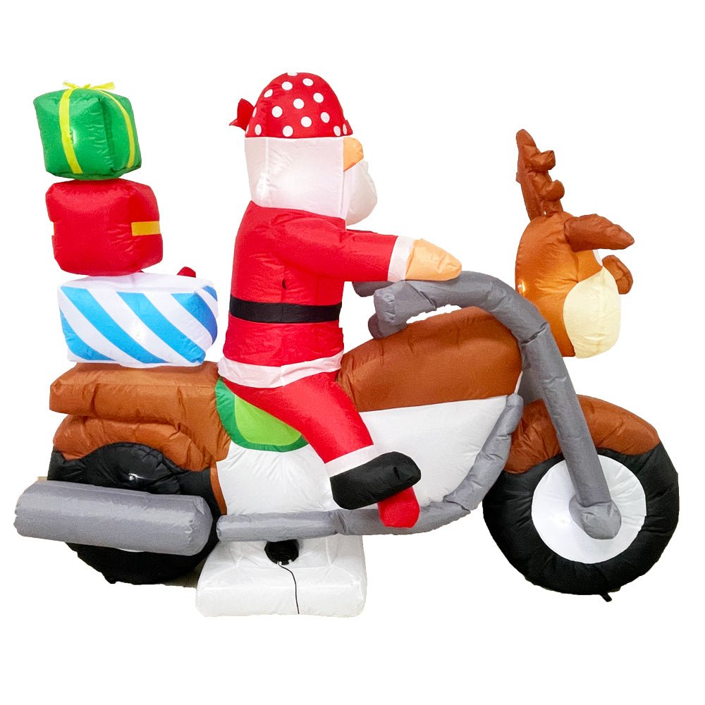 Reindeer Motorcycle Gift Xmas Inflatable Santa 2.1m Long