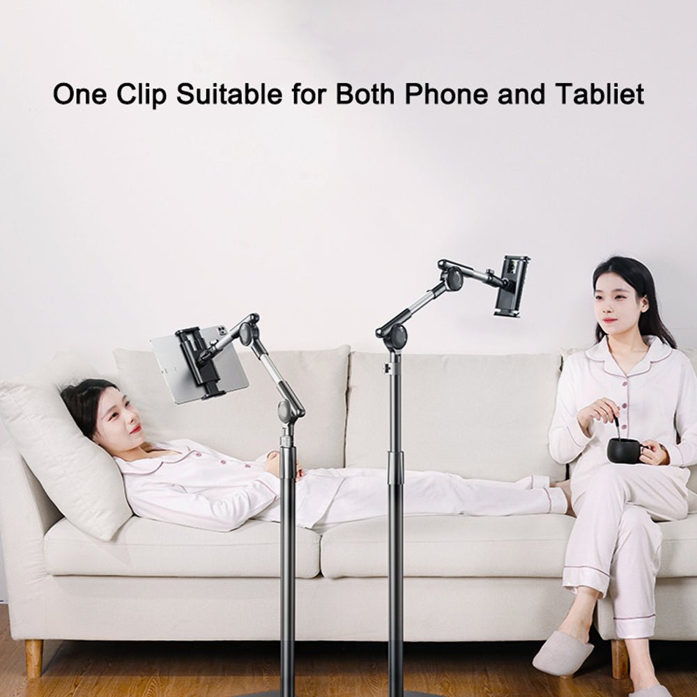 RTAKO 1.6m Retractable Adjustable Lazy Mobile Phone Tablet Floor Stand Rotatable Tablet Holder Bracket