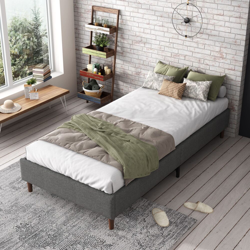 Bed Frame Mattress Foundation (Dark Grey) - Queen