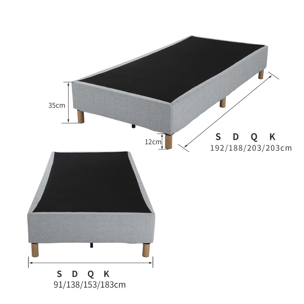 Metal Bedframe Mattress Foundation (Light Grey) - Double