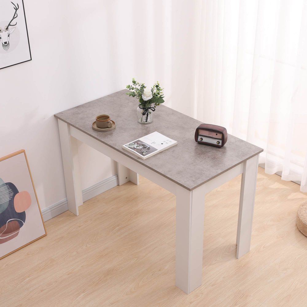 Dining Table Rectangular Wooden 120M-Grey&amp;White