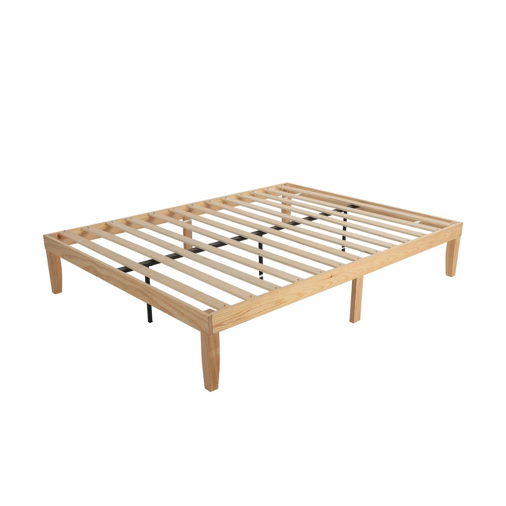 Warm Wooden Natural Bed Base Frame - Queen