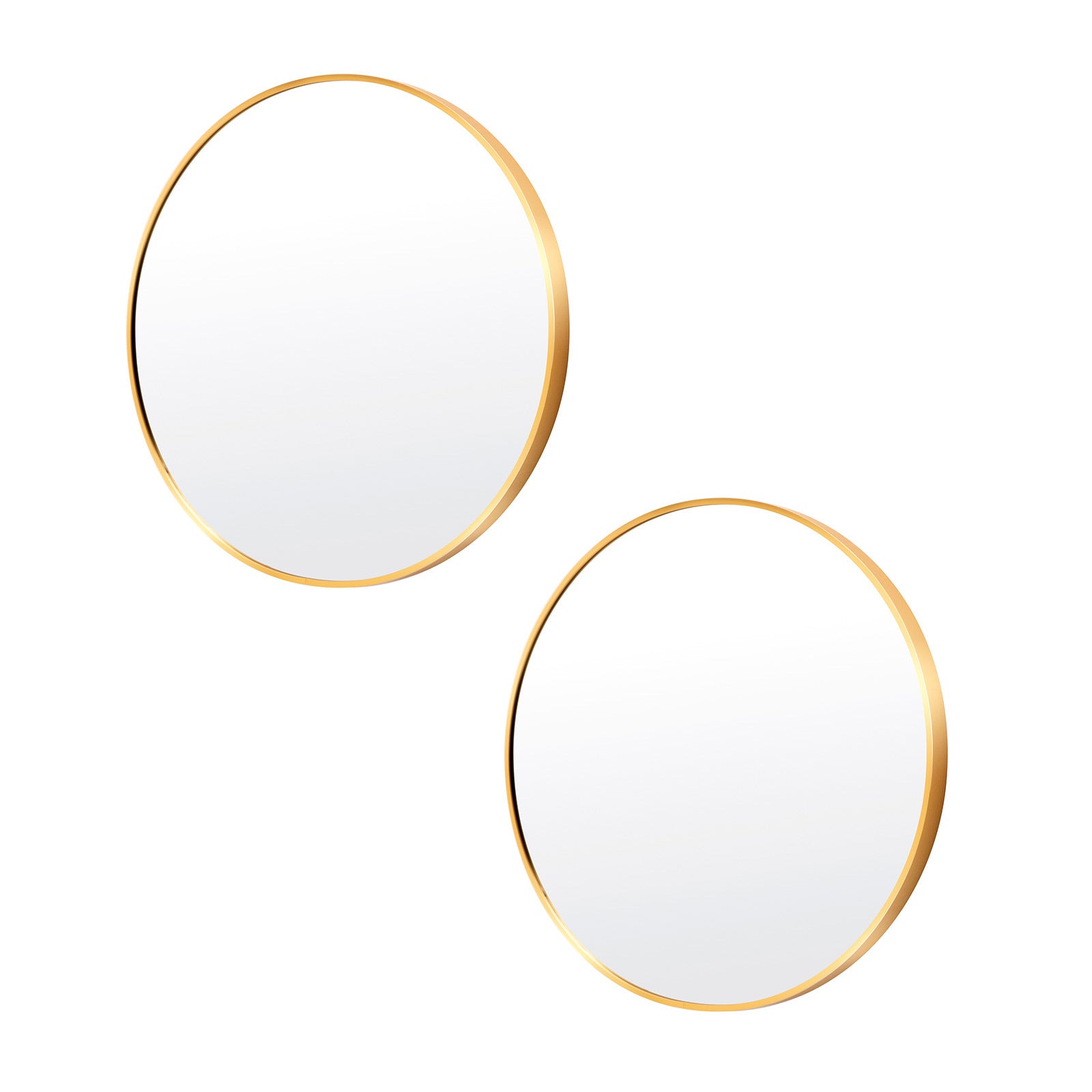 2 Set La Bella Gold Wall Mirror Round Aluminum Frame Makeup Decor Bathroom Vanity 50cm