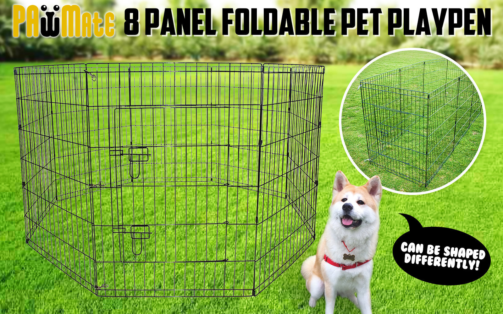 paw-mate-pet-playpen-8-panel-24in-foldable-dog-exercise-enclosure-fence-cage