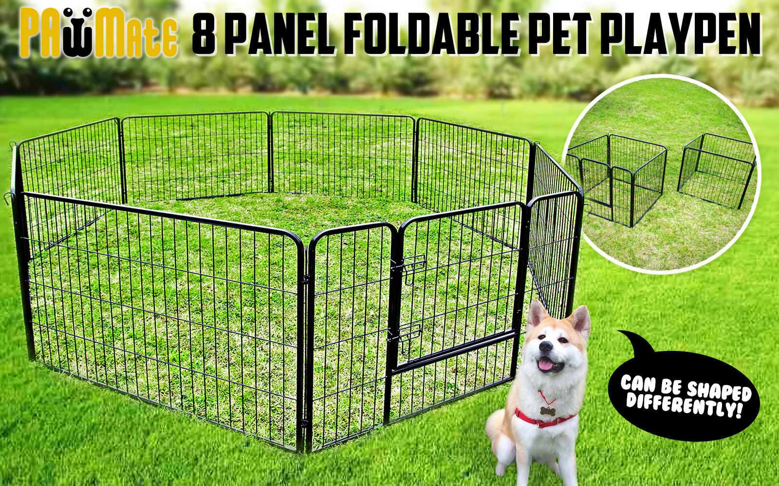 paw-mate-pet-playpen-heavy-duty-32in-8-panel-foldable-dog-exercise-enclosure-fence-cage